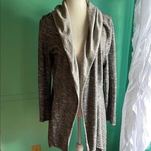 Long hooded open cardigan